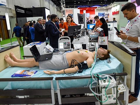 Visitors looking at the Auscultation simulator by Medvision at Arab Health last year.