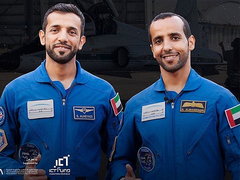 UAE astronauts Hazzaa AlMansoori (right) and Sultan AlNeyadi.
