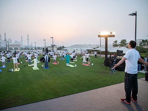 File photo of the International Day of Yoga event in Abu Dhabi.