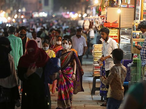 Indians on a street in Hyderabad on June 23, 2021. As many as 40 cases of Delta Plus Covid variant have been detected in India — the strain which the government has tagged as a “variant of concern”. A total of 21 cases of the new strain have been found in Maharashtra, six in Madhya Pradesh, three each in Kerala and Tamil Nadu, two in Karnataka and one each in Punjab, Andhra Pradesh and Jammu, said sources.