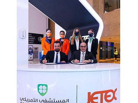 Sherif Beshara, Group CEO of Mohamed & Obaid Almulla Group, the holding company of American Hospital Dubai, and Adel Mardini, Founder & CEO of Jetex, signed the agreement