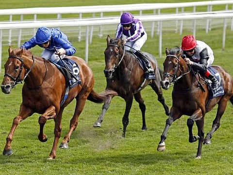 Hurricane Lane (left) is poised to make his mark for Godolphin at the Dubai Duty Free Irish Derby on Saturday.