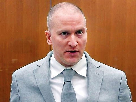Former Minneapolis police officer Derek Chauvin addresses his sentencing hearing and the judge as he awaits his sentence after being convicted of murder in the death of George Floyd in Minneapolis, Minnesota, U.S. June 25, 2021 in a still image from video.