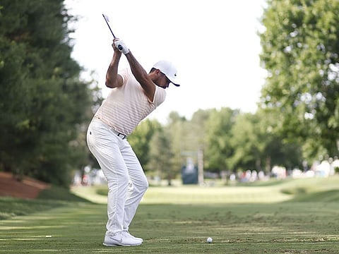 Jason Day plays during the second round of the Travelers Championship at TPC River Highlands in Cromwell, Connecticut.