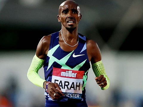 Britain's Mo Farah reacts after the Men's 10,000m as he fails to qualify for the 10,000m at the Tokyo Olympics.