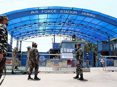Security on high alert after two low intensity explosions were reported in the technical area of Jammu Air Force Station, at Jammu in the early hours of Sunday, June 27, 2021.