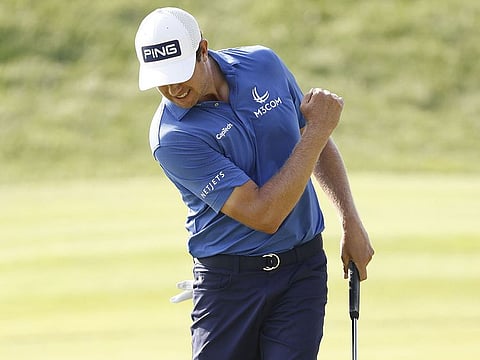 Harris English celebrates