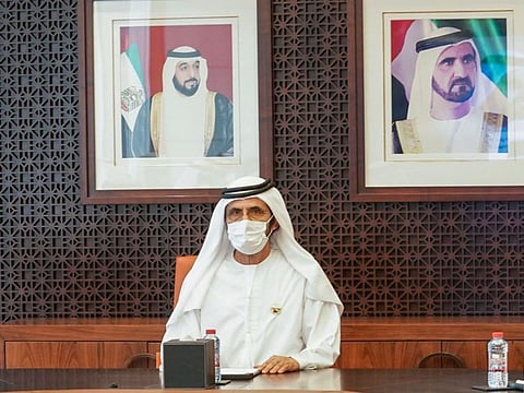 Sheikh Mohammed during his meeting with the members of the Board of Directors of Dubai Chambers