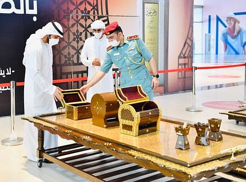 Hand-crafted items made by the inmates at Ras Al Khaimah Punitive and Rehabilitation Establishment on display at Manar Mall.