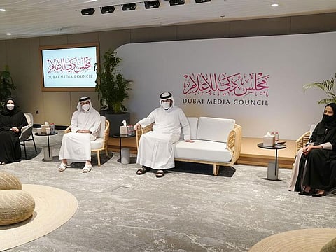 Sheikh Ahmed bin Mohammed at the Dubai Media Council meeting.