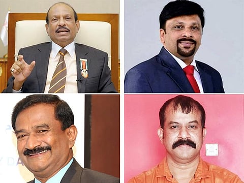 Clockwise from top left: M.A. Yusuffali, Hashik T.K, Dinil Kumar Madathil and Sreedharan Prasad.