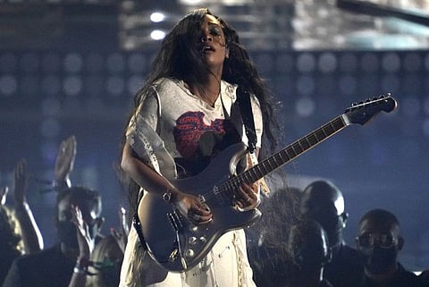 H.E.R. performs at the BET Awards on June 27, 2021, in Los Angeles.