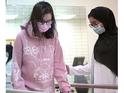 Yasmin undergoing therapy at the Madinat Zayed Hospital.