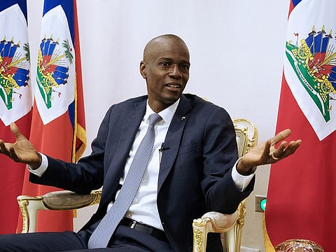 Haiti's President Jovenel Moise speaks during an interview with Reuters at the National Palace of Port-au-Prince in a file photo.