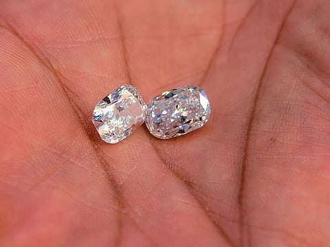 As good as the 'natural'? A pair of lab grown stones at Siroya Jewellers await shoppers. A handful of retailers are testing likely demand among UAE's consumers for lab grown versions.