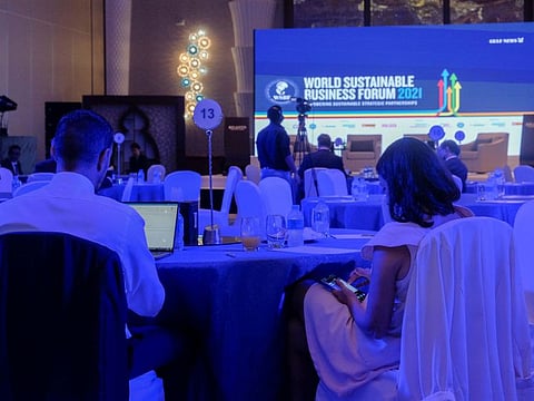 Delegates at the World Sustainable Business Forum in Dubai on Monday.