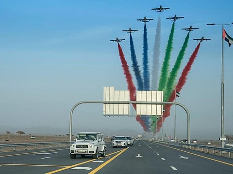 Sheikh Mohammed bin Rashid and Sheikh Mansour bin Zayed at the inauguration ceremony.