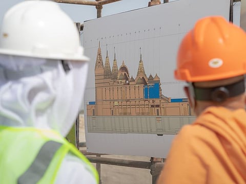 Dr Mugheer Al Khaili visited the construction site of the Hindu temple in Abu Mureikhah, off Dubai-Abu Dhabi Sheikh Zayed Road, on Wednesday.