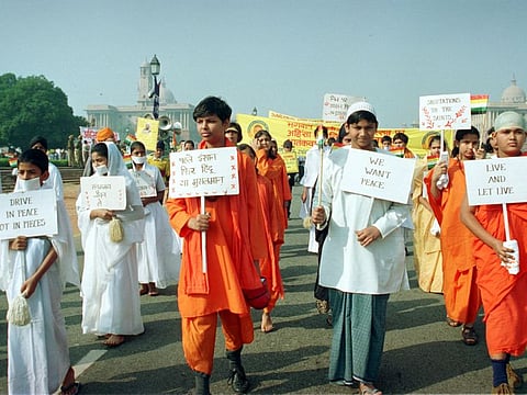 Members of different religions taking out a peace march from Vijay Chowk to India Gate in New Delhi, India (File)
