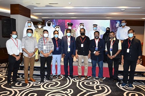 Officials from various departments and senior members of AKCAF Volunteers Group at the felicitation ceremony.