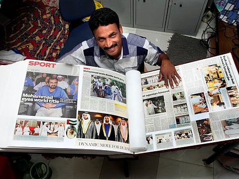 Moni George has been collecting Sheikh Mohammad's pictures published in Gulf News over a decade.