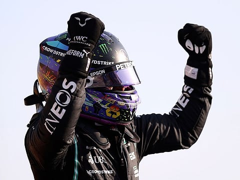 Lewis Hamilton celebrates top spot in British Grand Prix F1 qualifying