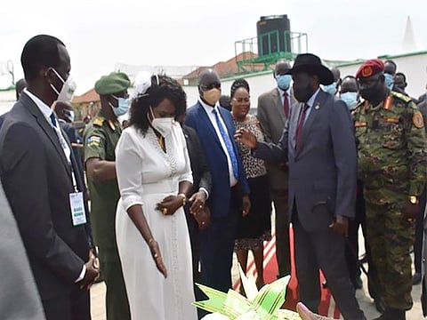 The President of S. Sudan, HE.Gen Salva Kiir Mayardit and his entourage at the launch event.