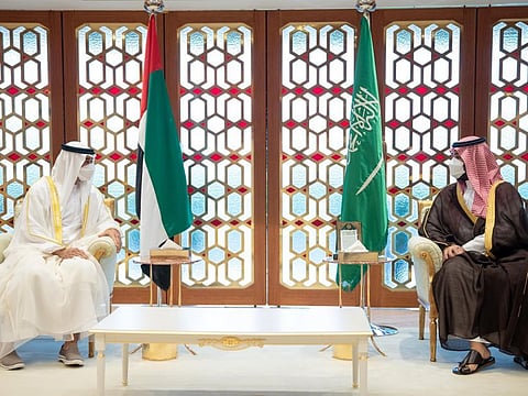 Sheikh Mohamed bin Zayed meets Saudi Crown Prince Mohammed bin Salman in Riyadh.