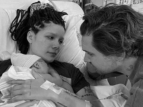 Halsey with boyfrend Alev Aydin and newborn Ender Ridley Aydin