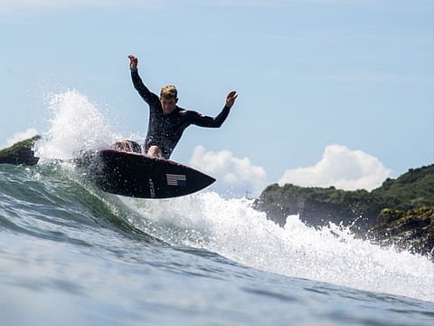 John John Florence of the United States during training at the Tsurigasaki Surfing Beach, Tokyo, Japan.