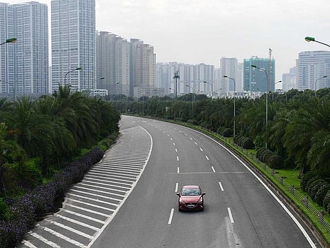 This general view shows a near-empty motorway in Hanoi on July 24, 2021, the first day of a government imposed two-week lockdown to stop the spread of the coronavirus.