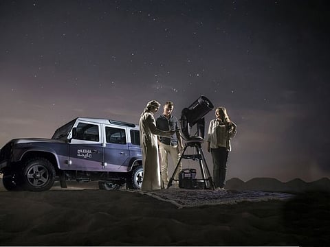 The new ‘Mobile Stargazing Experience’ from Mleiha will bring the unique stargazing experience — which includes a high definition telescope and assistance from an expert guide — to the location that the guests choose.
