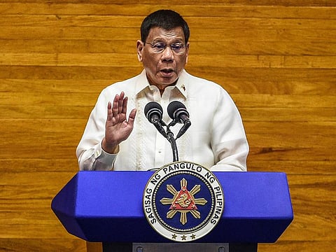 Philippine President Rodrigo Duterte delivers his final State of the Nation Address at the House of Representatives in Quezon City, Philippines