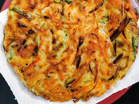 Korean vegetable pancake is a popular snack in the country