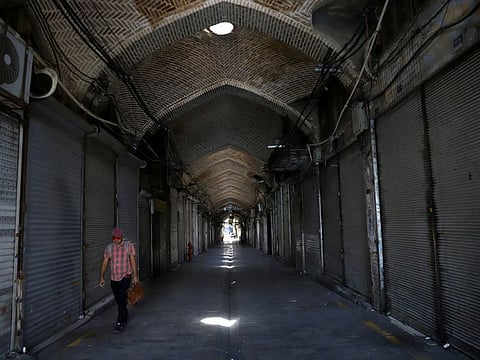 A deserted Tehran Bazaar following the tightening of restrictions to curb the surge of the coronavirus cases, in Tehran, on July 21.