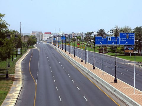 The deserted Sultan Qaboos Street in the Omani capital Muscat during Eid Al Adha lockdown on July 20, 2021.