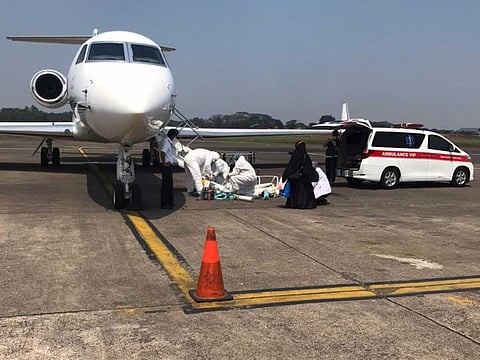 Saudi COVID-19 patients being evacuated from Indonesia.
