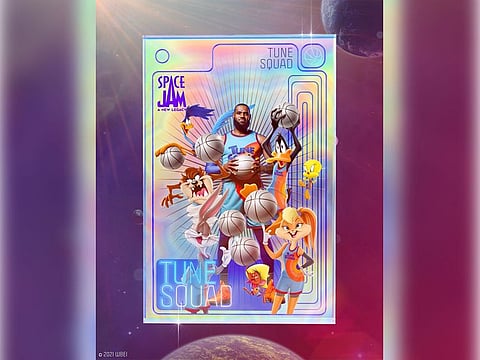 An image provided by the NFT platform Nifty's shows one of the company's 92,000 NFTs related to the film 'Space Jam: A New Legacy,' which stars LeBron James.