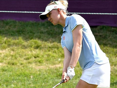 Madelene Sagstrom of Sweden in action during the Tokyo 2020 Olympics golf event at Kasumigaseki Country Club, Kawagoe, Saitama, Japan.