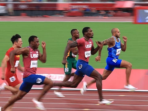 The United States 4x100m team finished behind China, Canada, Italy, Germany and Ghana in their heat.