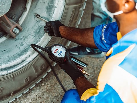 The tyre checks were part of a road safety drive by Michelin and Central Motors and Equipment, in partnership with Abu Dhabi Police.