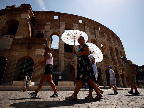 File image: People near the Colosseum in Italy, in Rome, August 12, 2021.