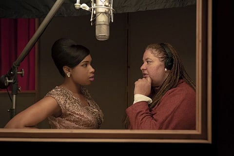 Jennifer Hudson and director Liesl Tommy on the set of 'Respect'.