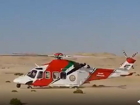 A screengrab from the video of the National Search and Rescue Centre team's desert rescue.