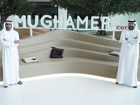 Mohammad Al Musharrkh (left) and CEO Sarmad Al Zadjaly during the launch ceremony of Mughamer.com at Sharjah Research and Technology Park