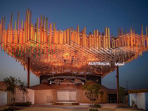 Designed by Bureau Proberts, the Australia Pavilion has a cloud-like canopy that symbolises the cumulative strength of multiple indigenous cultures and ideas coming together.