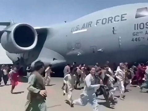 There were scenes of desperation and panic, with apparent fatalities after people were seen clinging to moving US aircraft at Kabul Airport