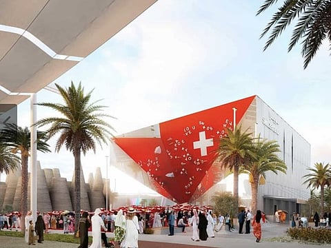 The theme of the cubic and mirror-clad Swiss Pavilion at Expo 2020 Dubai is ‘Reflections’.