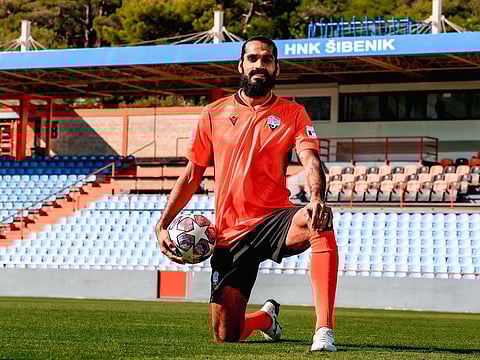 A new beginning: Sandesh Jhingan at his unveiling for Croatian league club HNK Sibenik earlier this week.