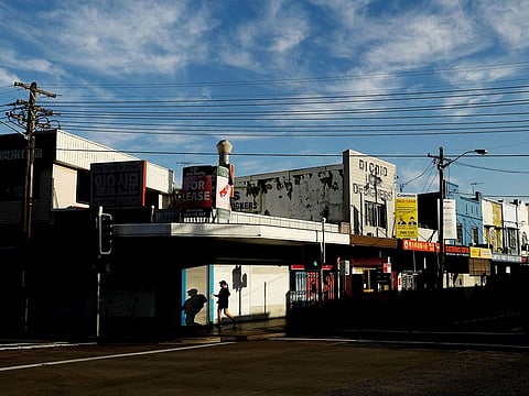 Shuttered stores and businesses in the Campsie suburb of Sydney.